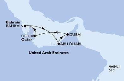 مسیر MSC VIRTUOSA UAE ITINERARY
